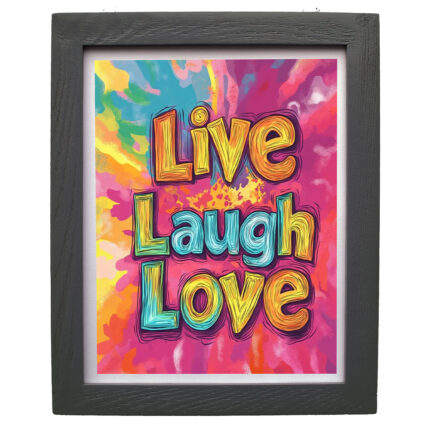 CRAFT N CREATIONS Live Laugh Love Inspirational Wall Art Print with Black Frame, Colourful Typography, 30 x 25 cm 1060