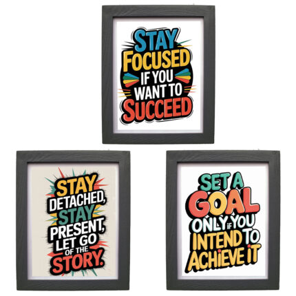 CRAFT N CREATIONS Inspirational Wall Art Prints, Set of 3 Motivational Quotes, Black Frame, 30 x 25 cm 1037