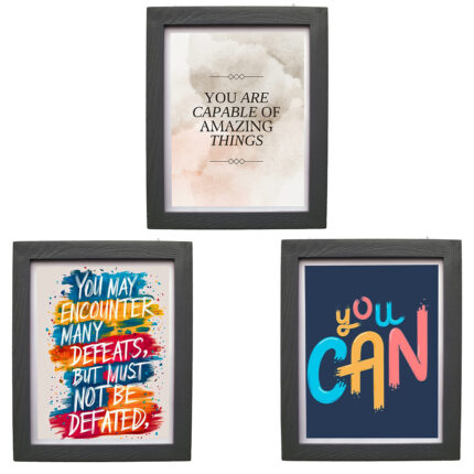 CRAFT N CREATIONS Motivational Wall Art Posters, Set of 3, Black Frame, 30 x 25 cm, Inspirational Quotes 1035