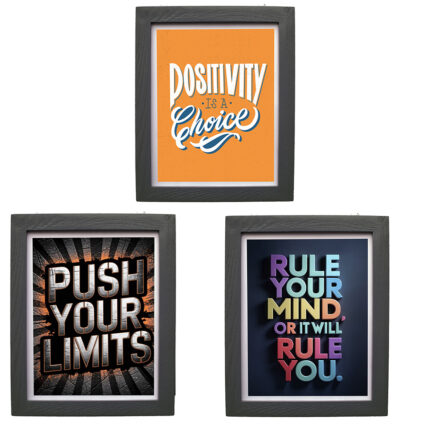 CRAFT N CREATIONS Motivational Wall Art Posters, Set of 3, Black Frame, 29.2 x 22.9 cm, Inspirational Quotes 1033